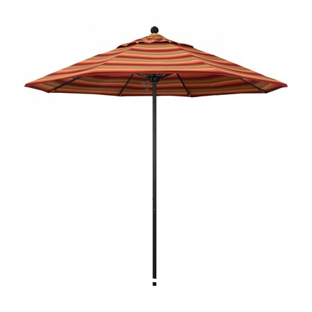 9' Black Aluminum Market Patio Umbrella, Sunbrella Astoria Sunset